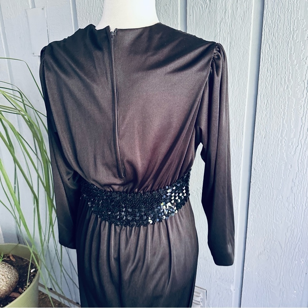Claralura Original California Vintage Gown Black Maxi Dress Long 1970s 1980s 80s - Picture 12 of 16